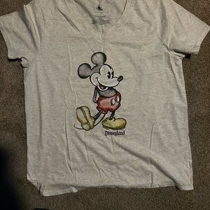 Disney Mickey Mouse V-Neck Tee - Light Gray, Red, Yellow